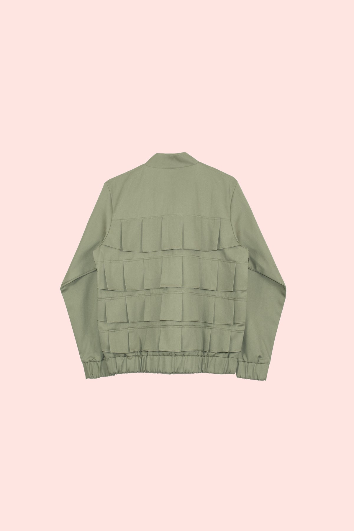 Lobo con pie de Oveja | Olive Green Pleated Jacket
